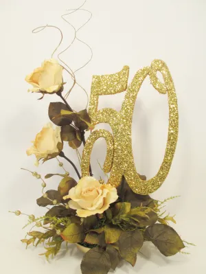 10th,20th,30th,40th,50th,60th,70th,80th or 90th Anniversary Centerpiece with Roses