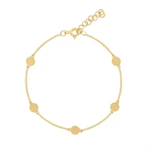 14KT GOLD PLAIN GOLD 5 CIRCLES BRACELET