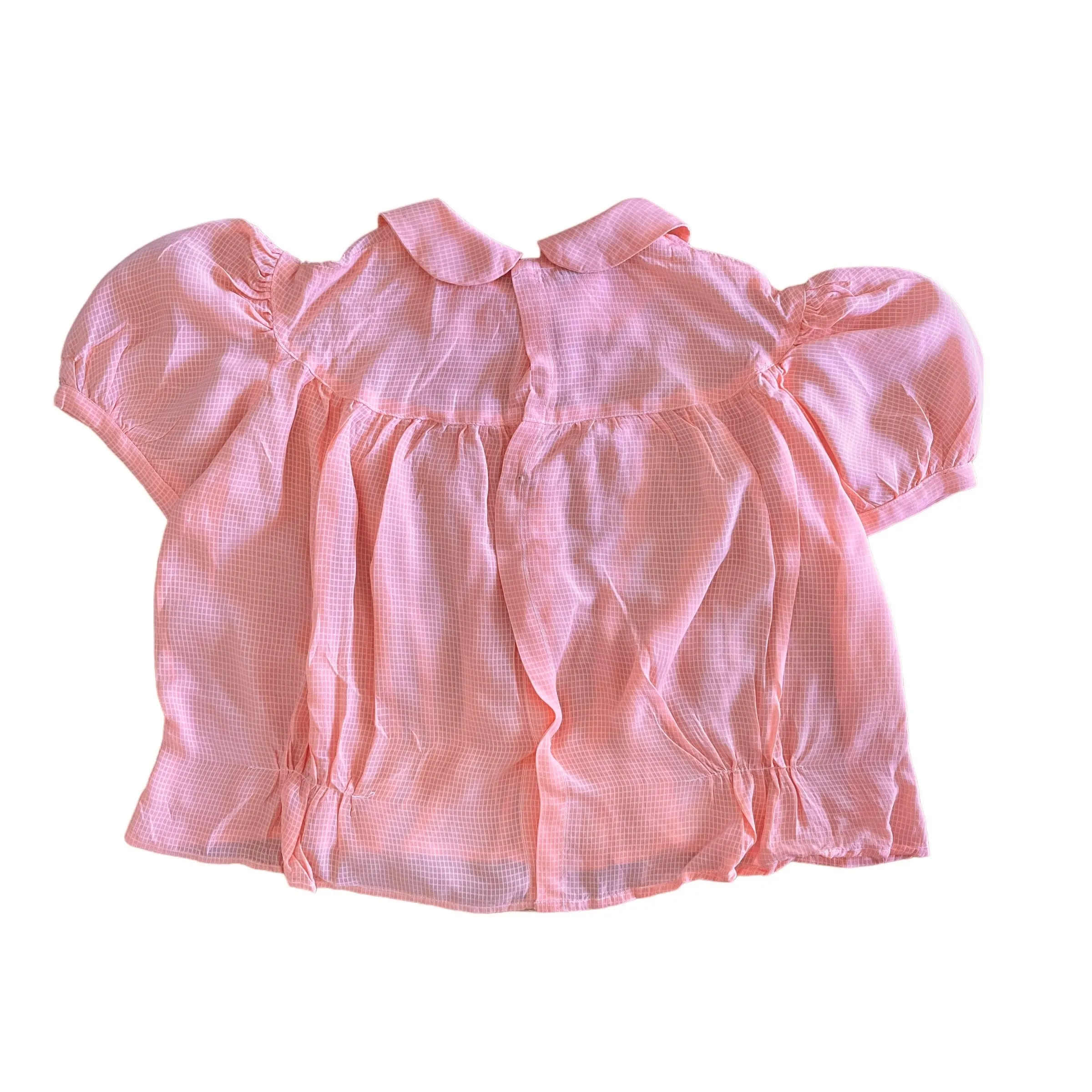 1950's Sheer Peach Peter Pan Collar Cropped Top  /  4-5Y