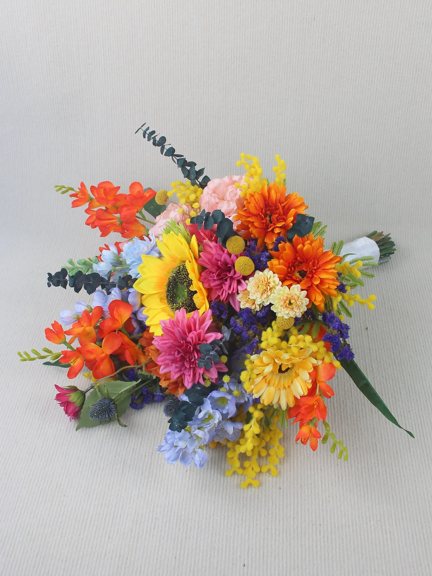 22 inch wide Sunflower & Wildflowers Bridal Bouquet