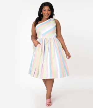 Bettie Page Plus Size Sherbet Striped Belinda Swing Dress