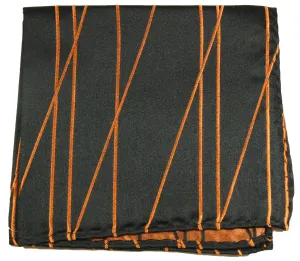 Black and Orange Silk Pocket Square