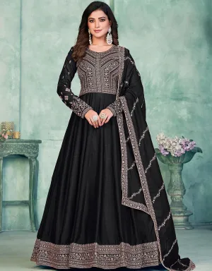 Black Art Silk Pant Anarkali