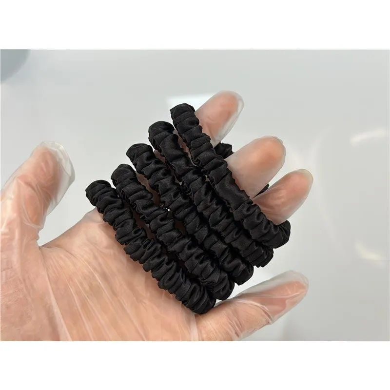 Black silk scrunchies mini - In Stock