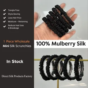 Black silk scrunchies mini - In Stock