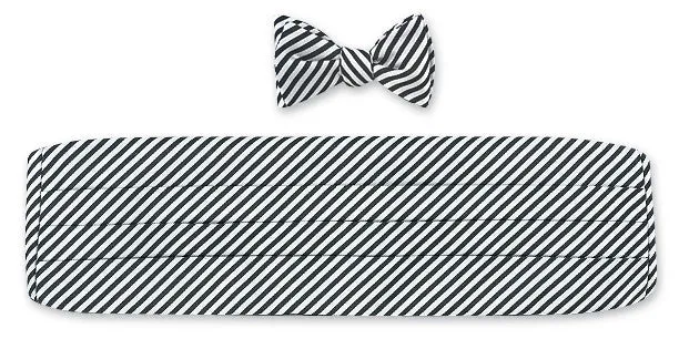 Black/ White Sherman Stripes Cummerbund Set - CB2542