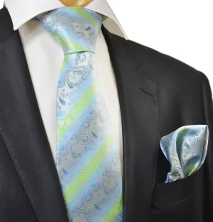 Blue Atoll Paisley Silk Tie and Pocket Square