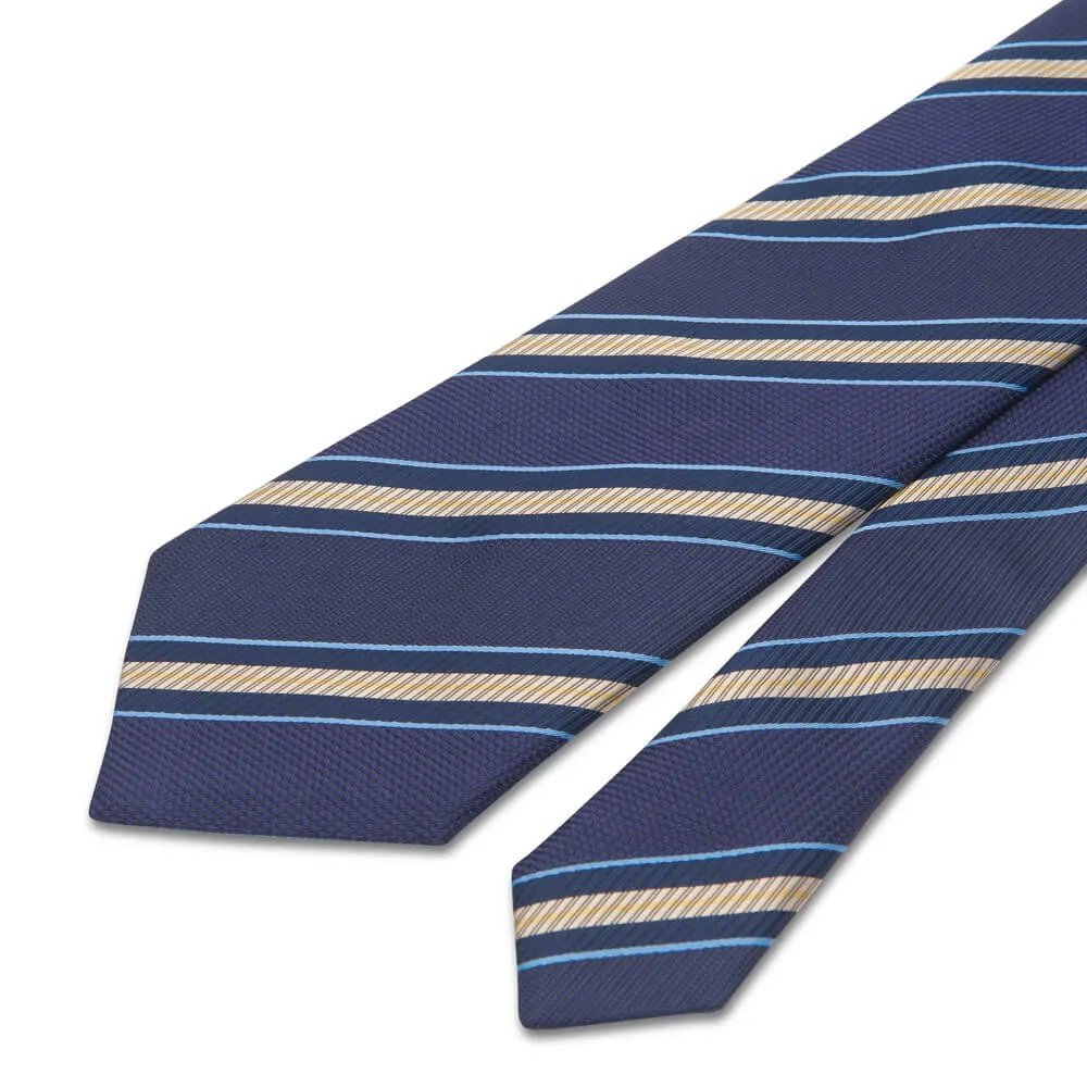 Blue Classic Stripes Woven Silk Tie