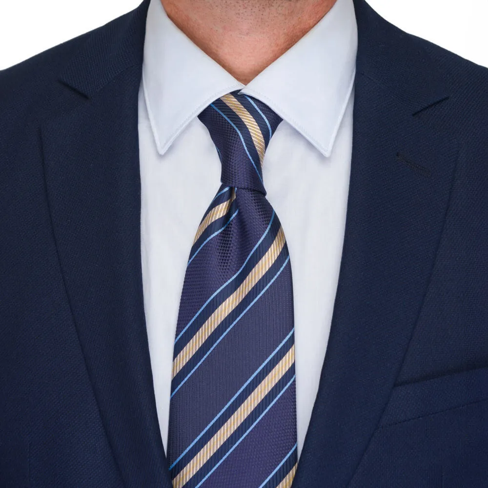 Blue Classic Stripes Woven Silk Tie