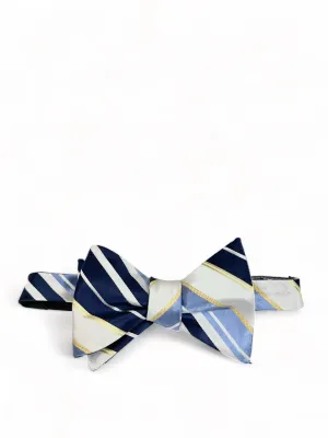 Blue, Navy and White Silk Bow Tie