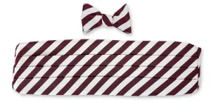 Burgundy/White Bar Stripes Cummerbund Set - CB1420