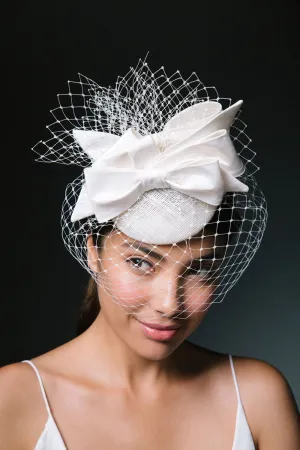 Charlotte: Birdcage Veil Fascinator with Bows