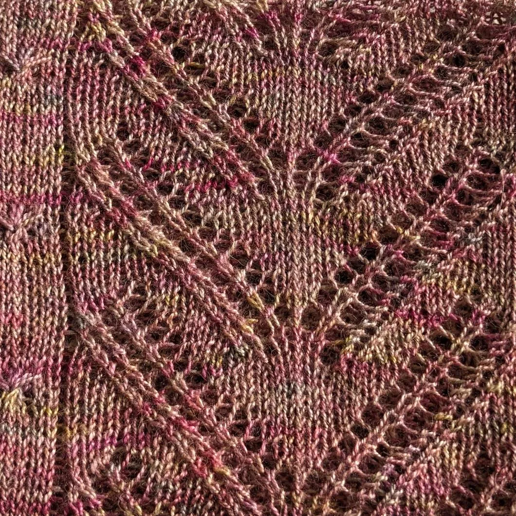 Chevron pattern hand-knitted lace scarf