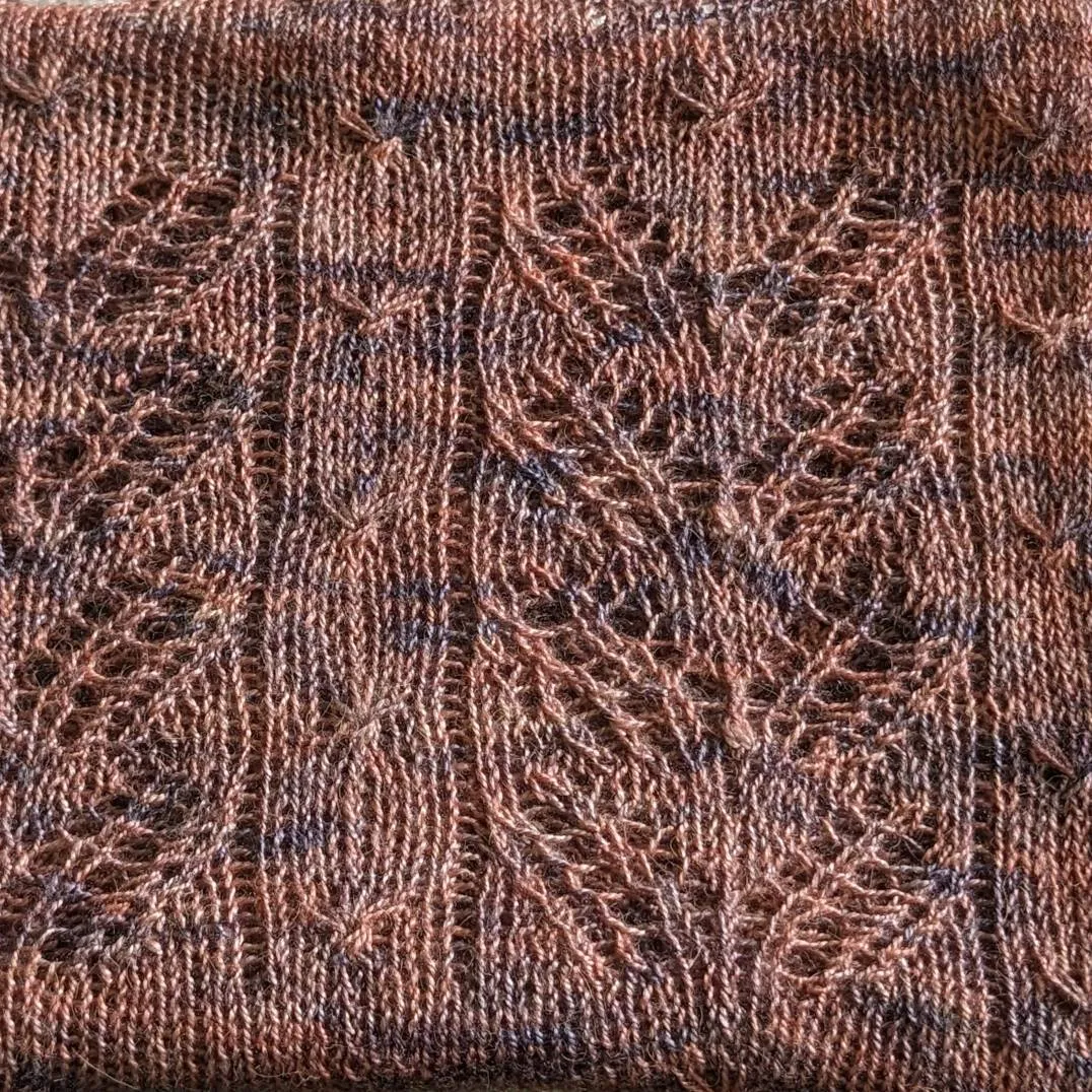 Chevron pattern hand-knitted lace scarf