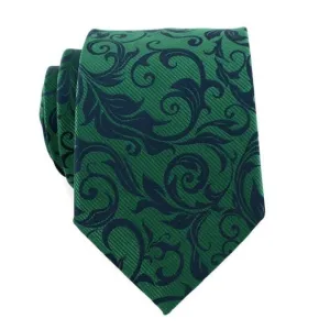 Classy Men Dark Green Floral Silk Tie