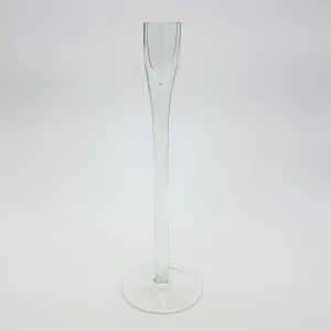 Clear Glass Flute Candle Holder