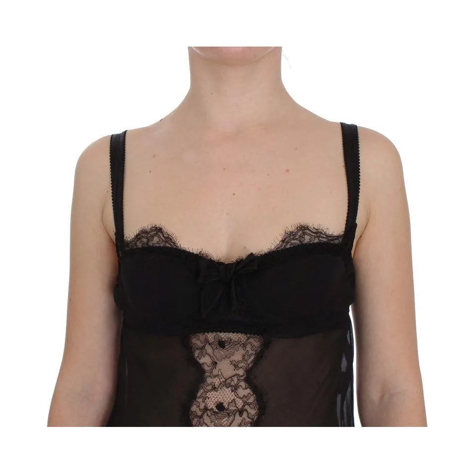 Dolce & Gabbana Elegant Silk Floral Lace Babydoll Chemise