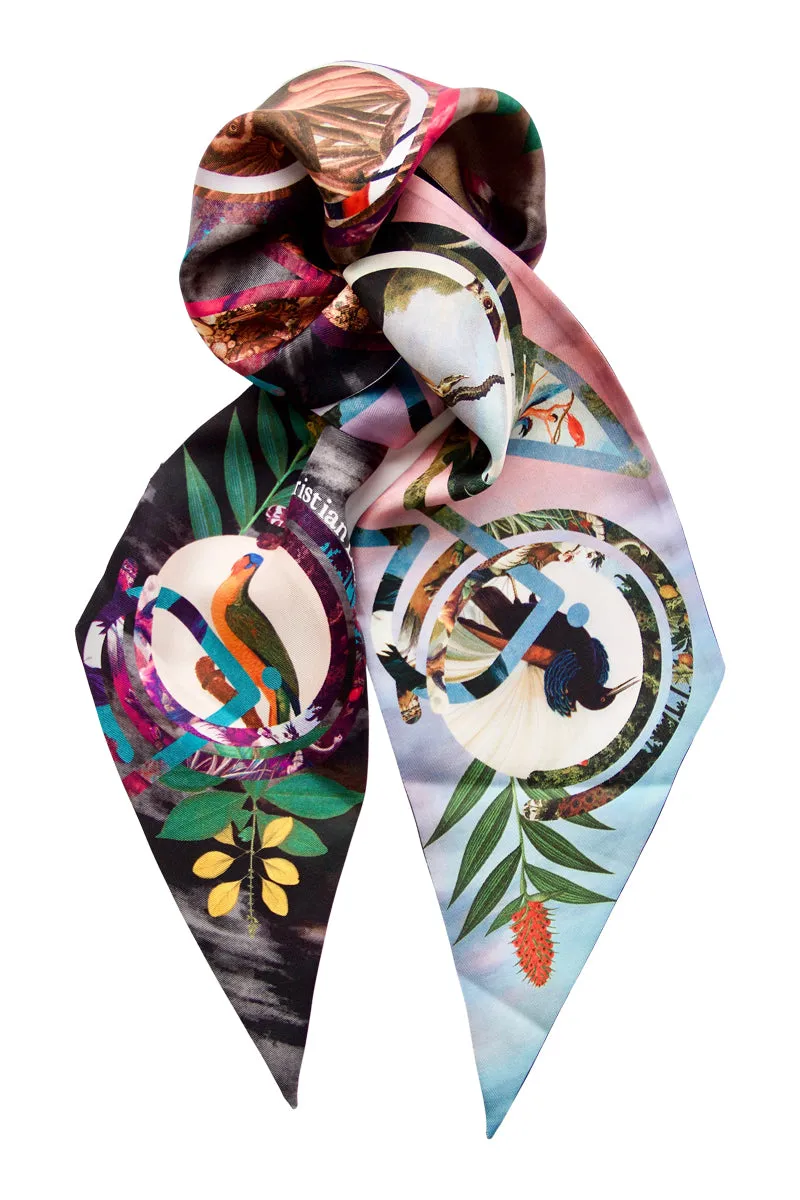 Double-sided silk scarf "Paradise" Lacroix - black