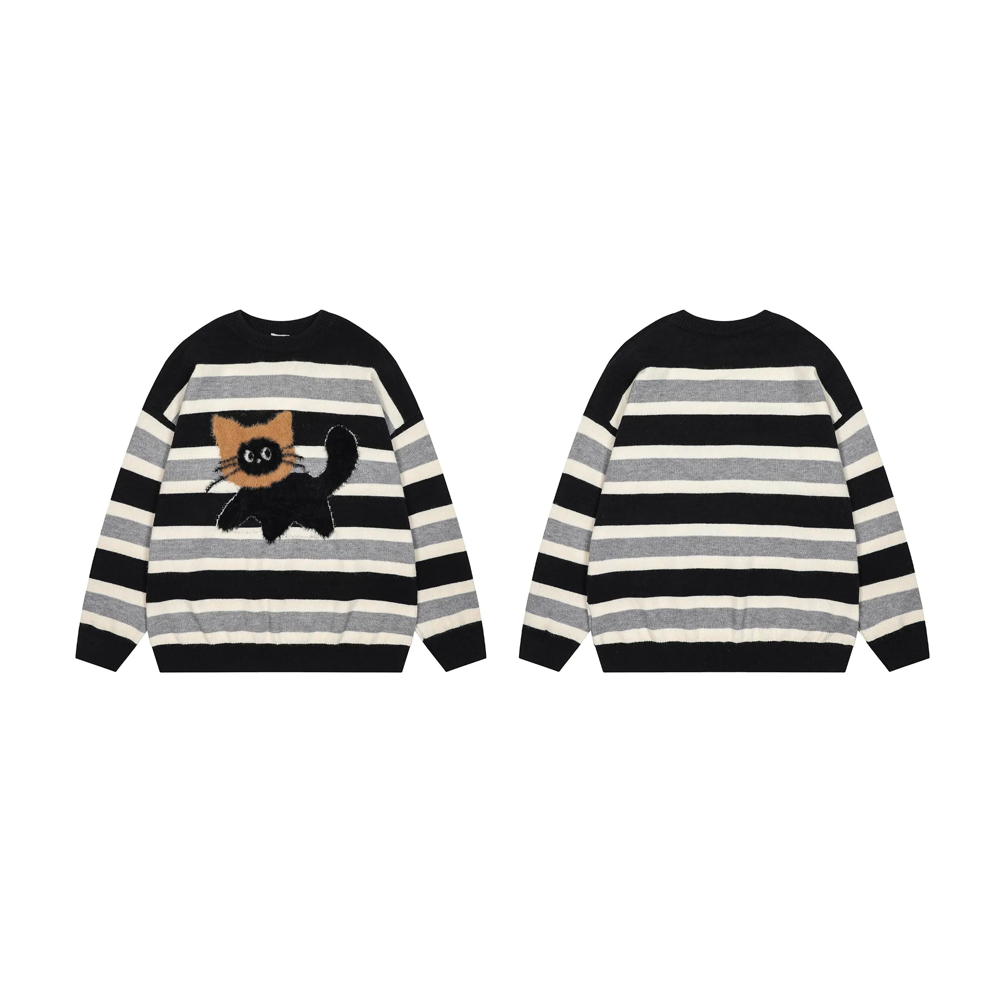 Faire Echo cute kitten striped sweater