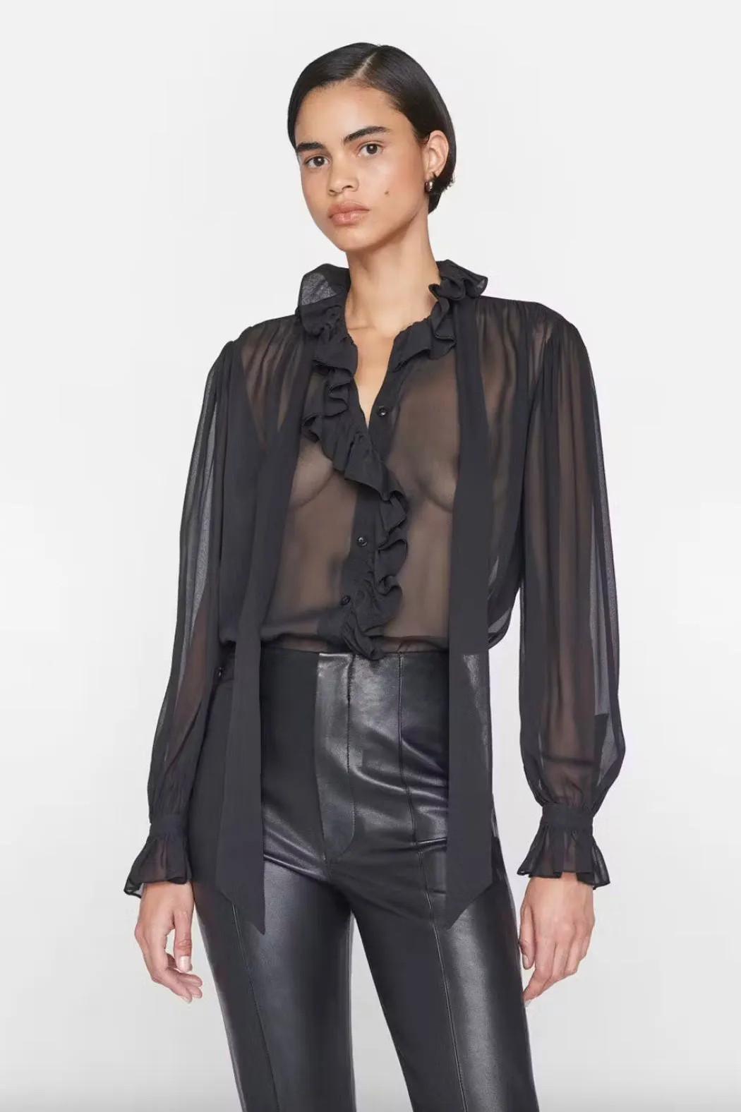 Frame - Ruffle Front Button Up Shirt