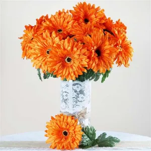 Gerbera Daisy Bush Artificial Silk Flowers - Orange