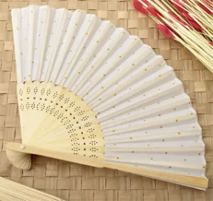 Gold Dot Silk Wedding Favor Fans