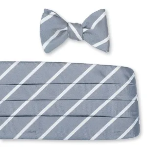 Gray Buckingham Stripes Cummerbund Set - CB2793