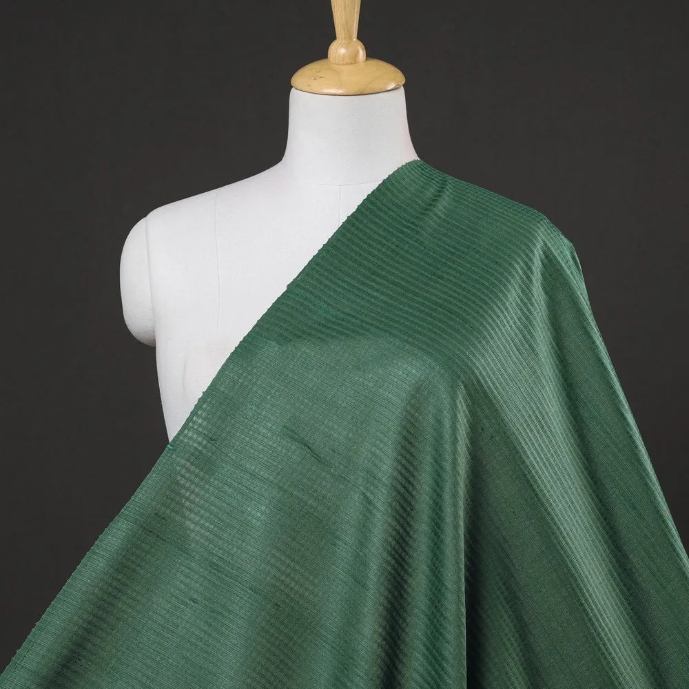 Green Vidarbha Tussar Silk Checks Handloom Fabric