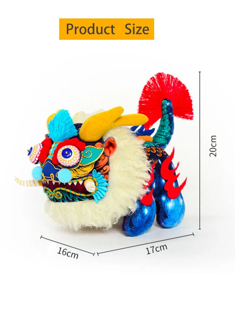 Handmade DIY Auspicious Beast Kirin Embroidery Material Kit - 3D Fabric Kirin Ornament Birthday Gift