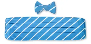 Light Blue/White Buckingham Stripes Cummerbund Set - CB2794