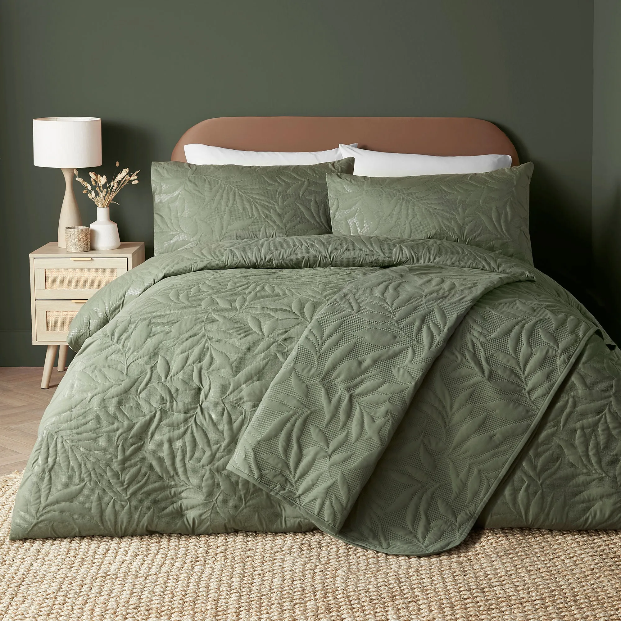 Luana Bedspread by Serene in Dark Green 200cm X 230cm