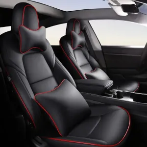 Luxury Car Seat Cover for Tesla Model 3 Car Leather Seats Cover Customized Car Accessories Front Rear Seat Cover