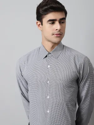 Men Grey Checks Pure Cotton Formal Shirt