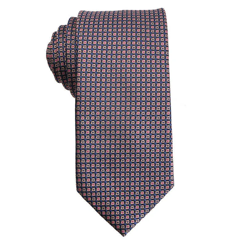 Men's Coffee Brown Series Micro Checks Necktie