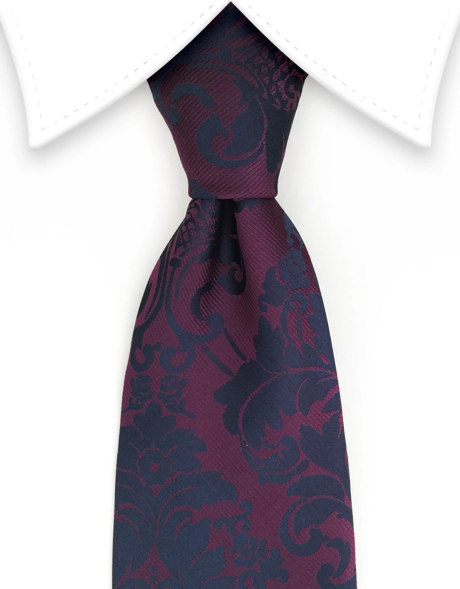 Merlot & Black Vintage Floral Tie
