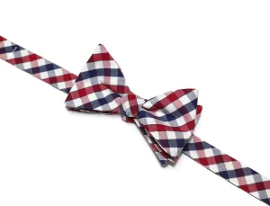 Navy & Red Plaid Check Bow Tie