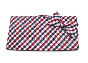 Navy & Red Plaid Check Cummerbund & Bow Tie