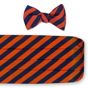 Navy/ Orange Bar Stripes Cummerbund Set - CB627