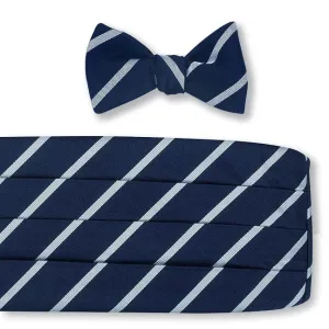 Navy/Silver Buckingham Stripes Cummerbund Set - CB2797