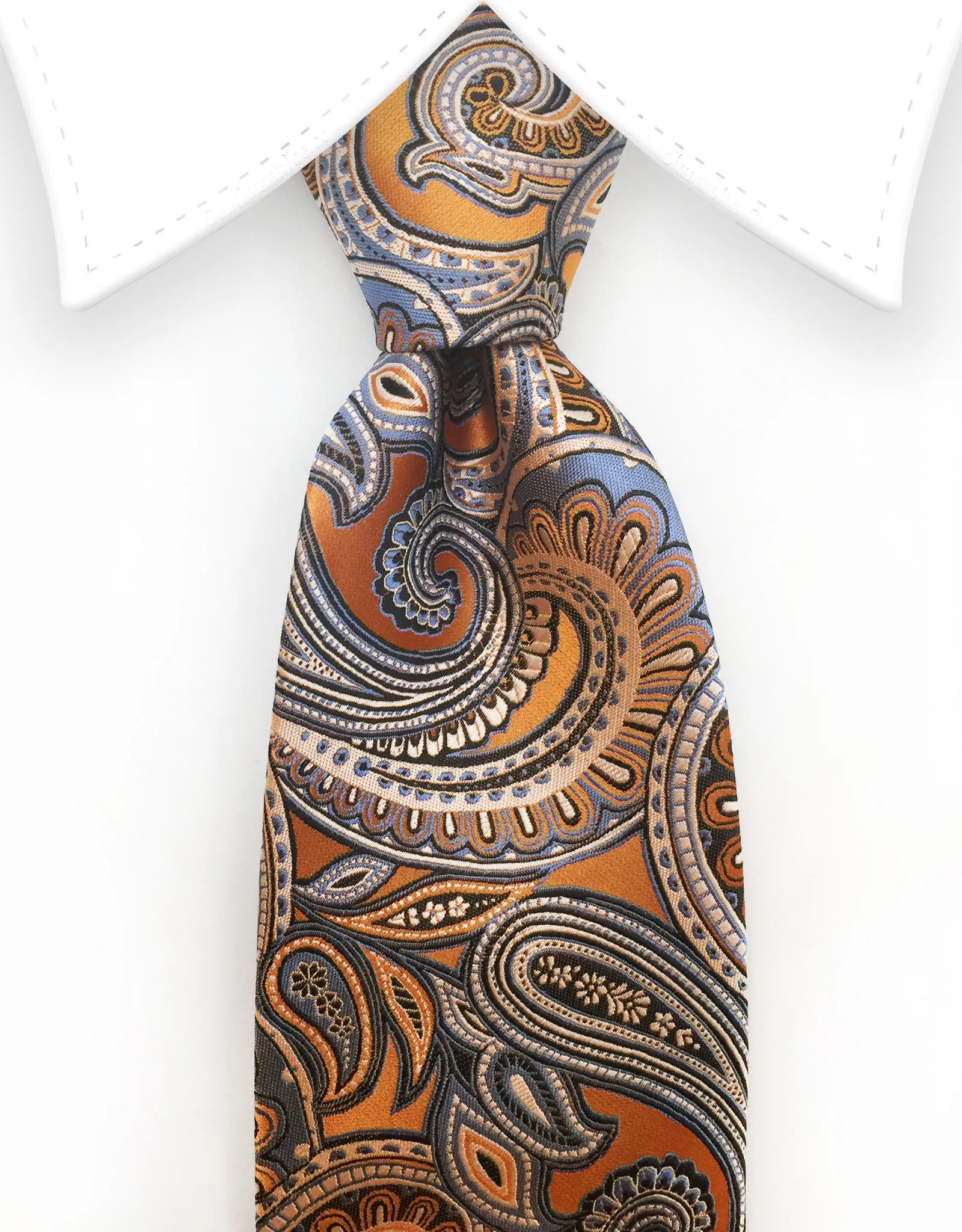 Orange and Blue Paisley Tie