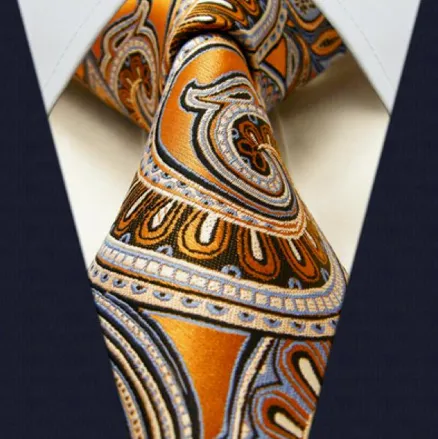 Orange and Blue Paisley Tie