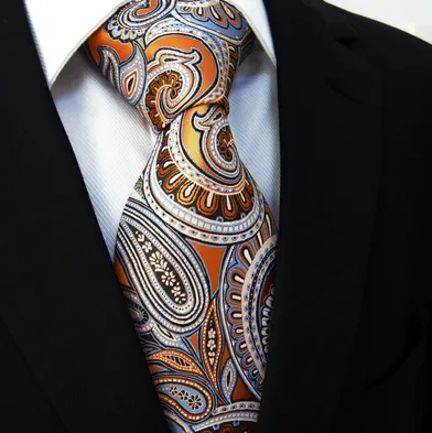 Orange and Blue Paisley Tie