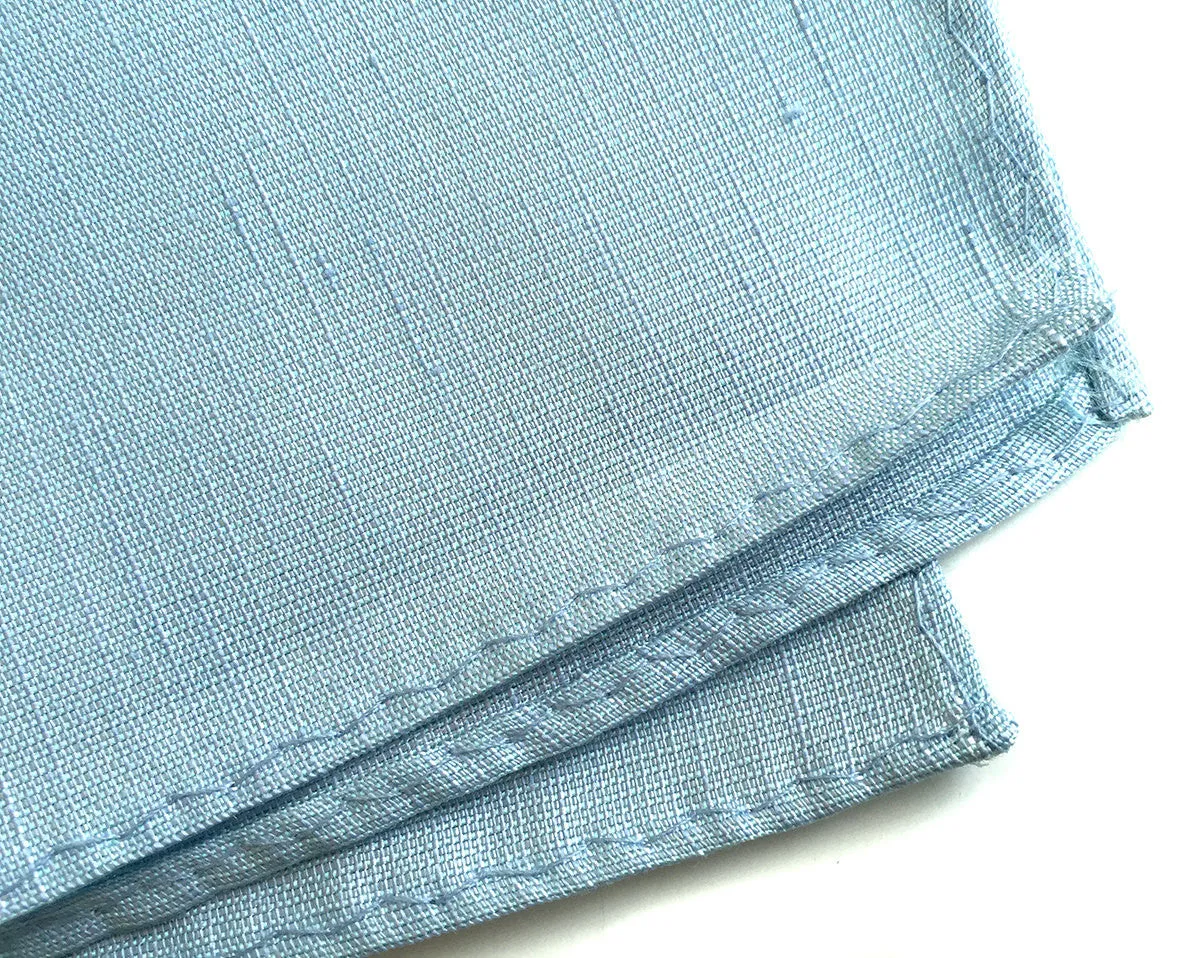 Pale Turquoise Linen Pocket Square. Solid Color, Erie