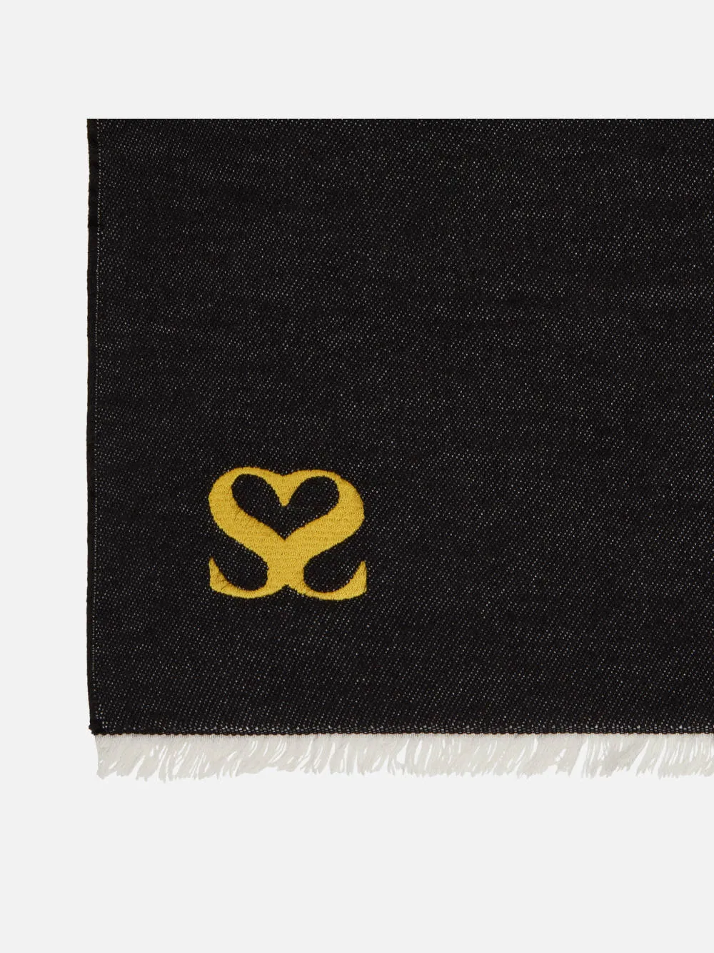 Pure Black Jacquard Woven Silk Scarf