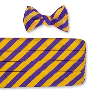 Purple/ Gold Bar Stripes Cummerbund Set - CB647