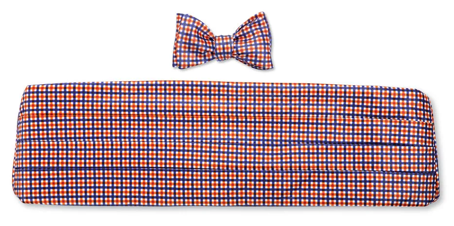 Purple/Orange Gingham Cummerbund Set - CB4497