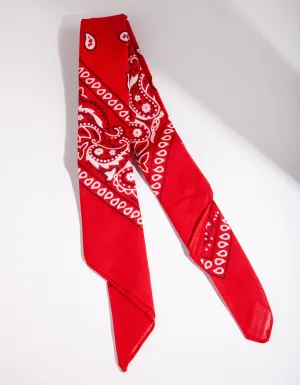 Red Paisley Bandana Hair Scarf