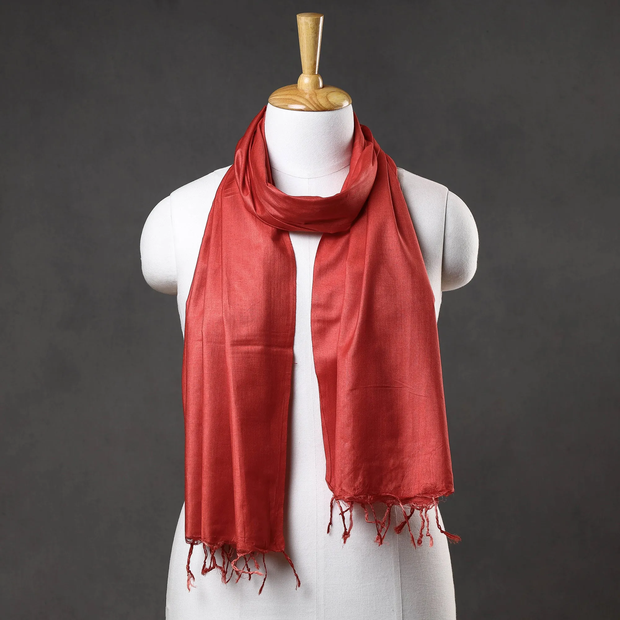 Red Vidarbha Pure Tussar Silk Cotton Handloom Stole