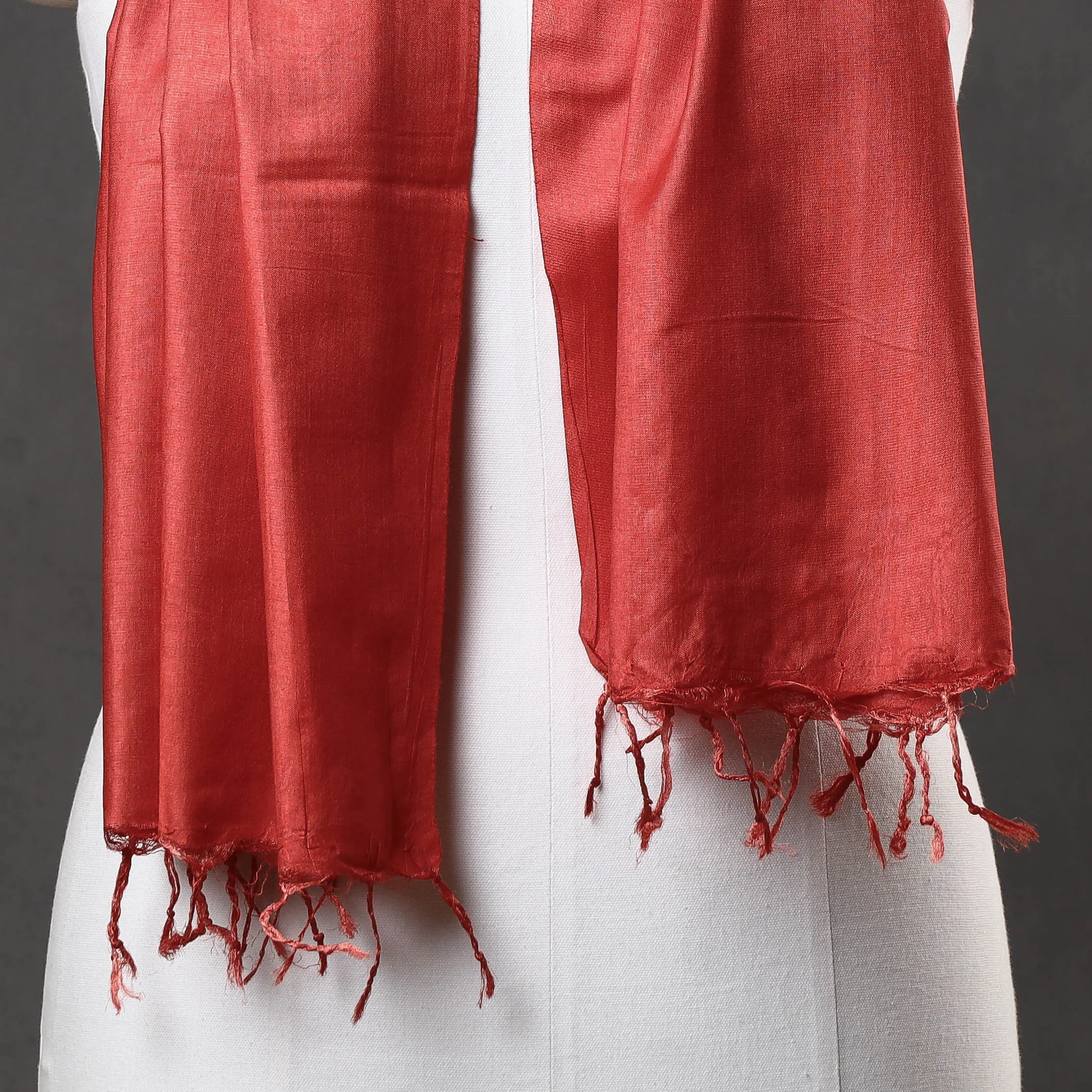 Red Vidarbha Pure Tussar Silk Cotton Handloom Stole