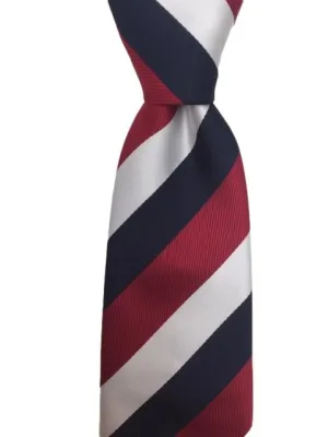 Red, White and Navy Blue Men's Striped Tie